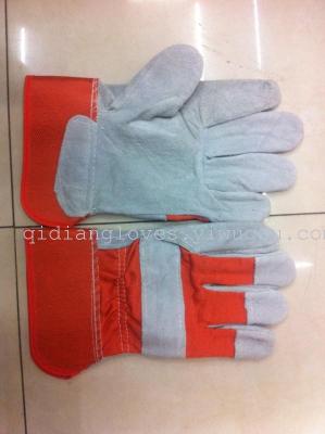 Cow split welding gloves welding gloves red plastic qualities of AB class full palm welding gloves welding gloves