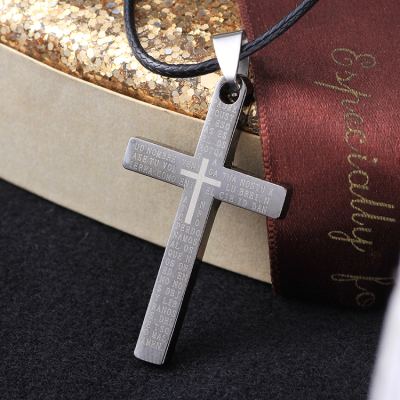 Scripture Cross Necklace pendant titanium steel wholesale TT5539050