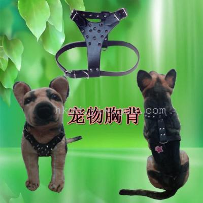 Pu leather spiked nails pet supplies dogs chest and back traction rope dog pet strap pet collar