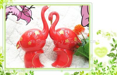 Large cranes new animal ornaments color glaze decoration the creative decorations home decoration crafts wholesale 6754