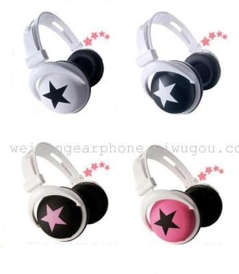 Big five-pointed star headset w headphones, subwoofer cell phone headset