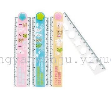 Cartoon creative color wavy plastic folding ruler Ruler school stationery 30cm