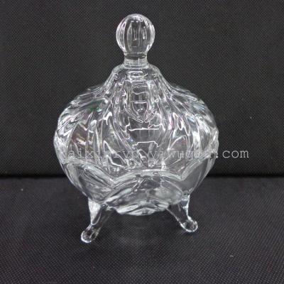 Manufacturer direct selling glass sugar bowl three-claw fruit cup senior crystal white material color box packaging [hot sale]