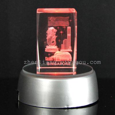 Spot 3D glowing Crystal gifts stock Singapore merlion souvenirs handicrafts