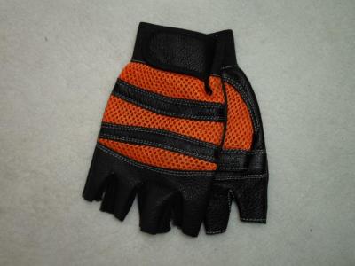 Men's leather crimping sport riding leather half finger glove