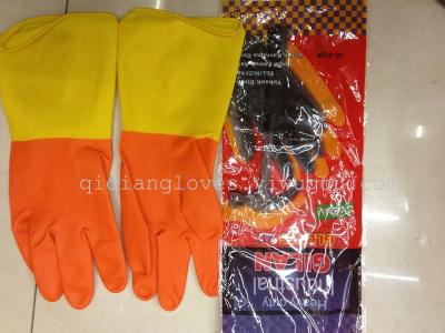 Bi-color LaTeX industrial gloves work glove factory direct 100G dual-colored latex gloves