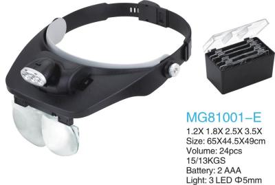 Helmet-mounted magnifying glass repairs reading Magnifier with 3 LED lights adjustable magnifying glass