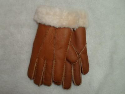 Ladies fur Sheepskin wool hand three leather gloves