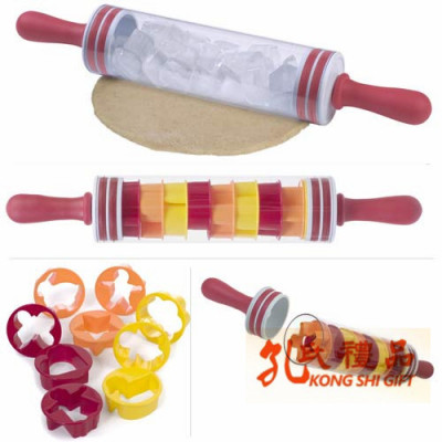 Kitchen Good Helper Roll and Store Pin Cake Mold Embossing Rolling Pin Kitchen Gadget TV