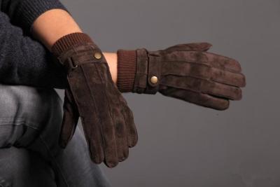 Men's pigskin suede outer seams luokou thick leather gloves