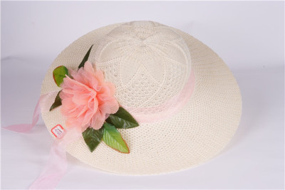 Summer Korean fashion flowers, flat-topped straw hats