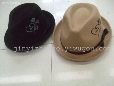 Maoni Sir belt decorated hat in wool felt printing printing belt Hat