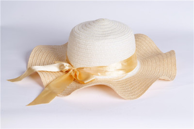 Sweet bow hats women summer fashion big brimmed hat Korean trend line folding Beach Hat