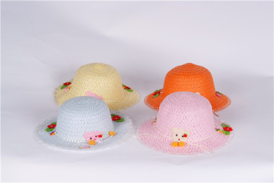 Korean girls summer sun hat Beach Hat straw hat bear little of the child Hat