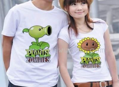 White cotton casual lovers t-shirt printing customized cartoon lovers