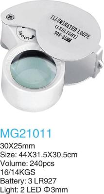 40x25 metal with light jewelry appraisal magnifying glass LED light MG21011 high power magnifying glass