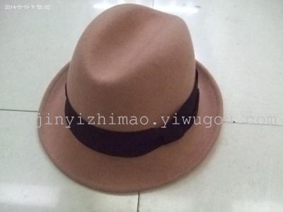 Customized shaping of pure wool hat, ribbon bow decoration-Hat Jazz Hat
