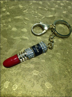 Lipstick diamond key chain point diamond key chain car bag pendant alloy creative key chain boutique pendant