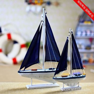 Small Simple Sailing Boat Mediterranean Style Solid wood Sailing Boat MA09010-2