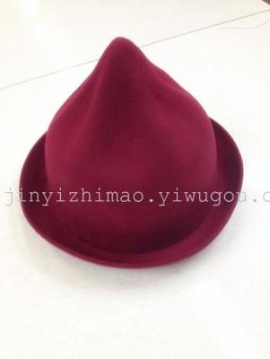 Korea purchasing cute pointy solid color wool felt Hat little hat Cap girl Korean version of spring/summer wave