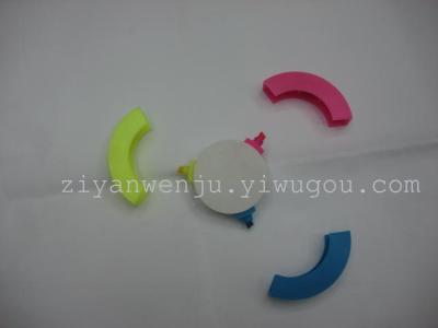 Circular 3 color highlighter variety of colored fluorescent highlighter pen printable LOGO