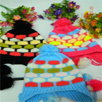 hat earmuffs with autumn and winter color mahjong World Cup baby hat knitting wool hat 