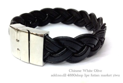Men's braided handmade Western leather stainless steel/titanium Steel Bracelet, fashion bracelet