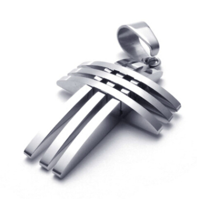 Stainless steel cross pendant with three horizontal and three vertical cross
