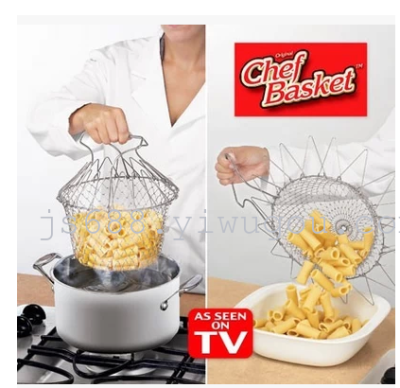 Chef Basket stainless steel retractable telescopic frying basket basket folding basket wash the dishes