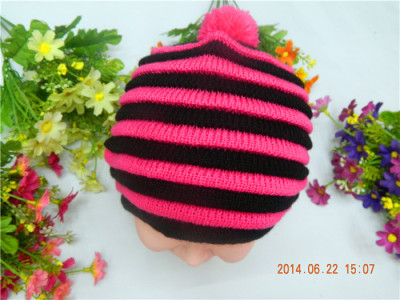 Hat autumn/winter 2014 new Korean knit children's hats colored stripe Hat baby Hat