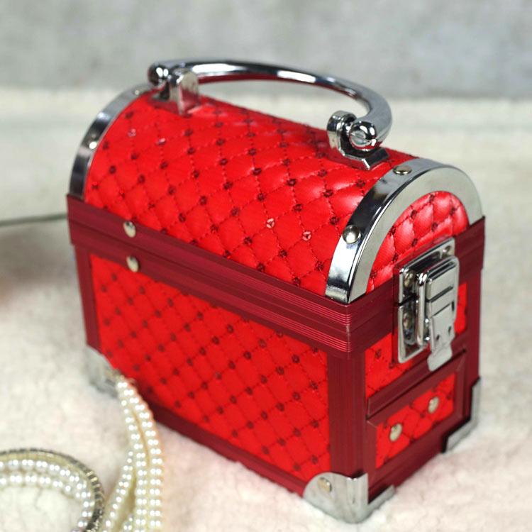 冠宇 年底促销喜庆手提双层首饰盒 珠宝项链收纳箱 结婚礼物