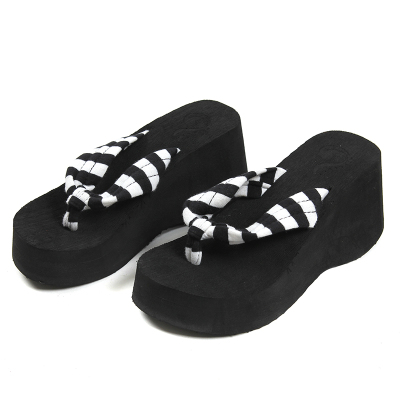 Spot ladies wedges/platform sandals and slippers or flip-flops striped lace/nubuck upper