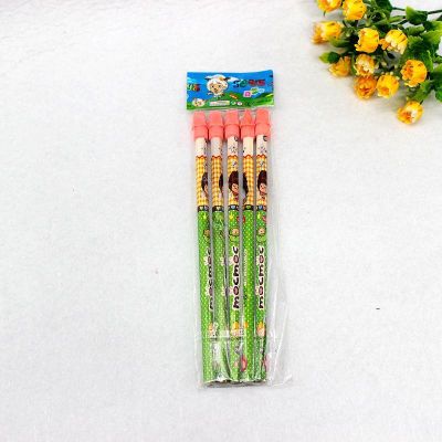 Happy student stationery wooden pencil with rubber pencil.