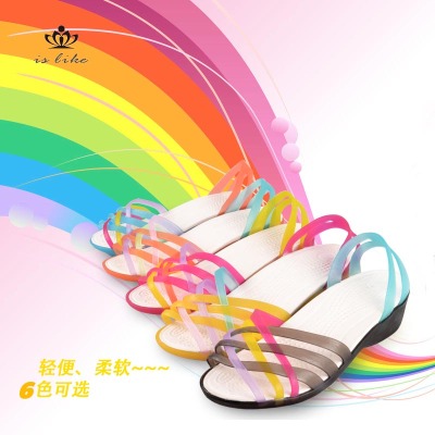"Order" woven wedge Sandals yuzui authentic colorful jelly slippers holes pierced women sandals