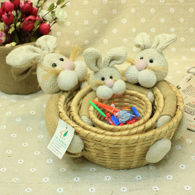 Manufacturers selling handmade straw storage baskets storage baskets of linen rabbit store Easter candy basket