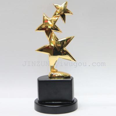 Silver, copper and metal five-star crystal trophy bronze medal custom lettering custom gold and silver spot