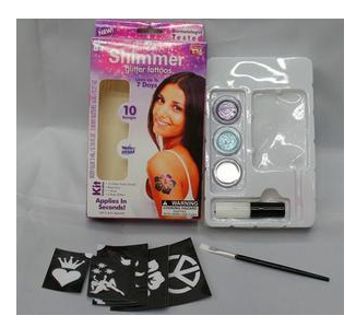 Shimmer glitter: a tattoo of light powder.