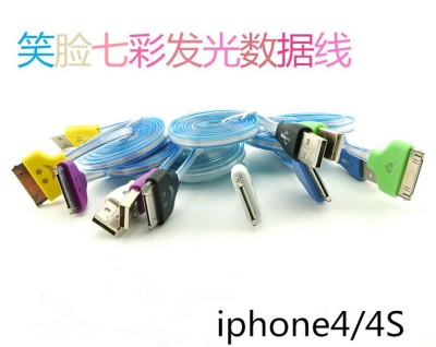 IPhone4/4s luminescence data luminescence data cable smiley face lamp noodles so that the line