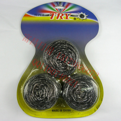 15G Steel Wire Ball Cleaning Ball Paper Card 3 Triangle Pack Wok Brush Wire Brush
