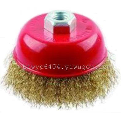 3inch Crimped Wire  CUP BRUSH steel wire brush curved wire Cup brushes, brass-plated curved Bowl-shaped wire wheel brush