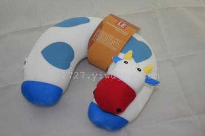 Foam particle animal head and neck pillow toy throw pillow