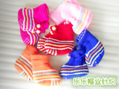 Yiwu foreign trade original children's shoe color striped knit baby shoes shoes pineapple wool baby shoes