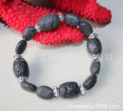[YiBei Coral] natural volcanic rock Bracelet volcanic rock and alloy accessories volcanic stone bracelet wholesale