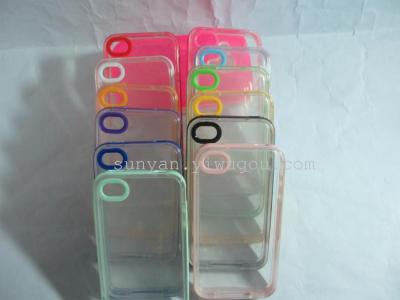 Manufacturers selling iPhone4 a colored border TPU PC all in one mobile phone housing