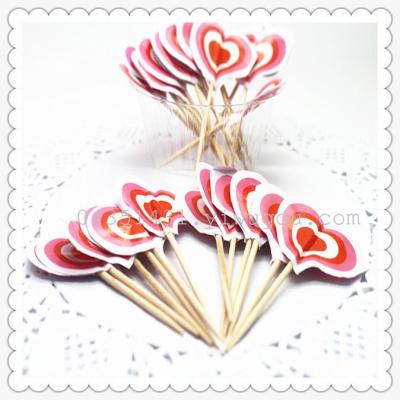 Copher-plate paper toothpick creative wooden toothpick fruit fork food sign party KTV supplies