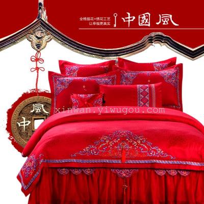 Xinwu evening home textile wedding full cotton jacquard embroidery 94-piece set