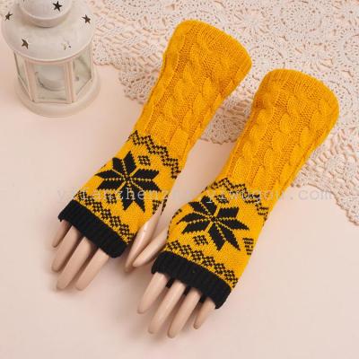 Korean fashion Fawn long gloves acrylic snowflake fashion half arm sleeve factory direct wholesale