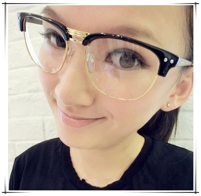 The new version of the metal men trendsetter half frame glasses frame frame with high myopia personality