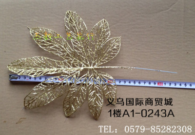 Artificial flower gold leaf masks accessories decorative artificial flowers Christmas decorations Christmas gold floral arrangement of leaves