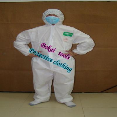 40gSF waterproof and breathable membrane one-time white non-woven coverall oil and dust-proof protective clothing